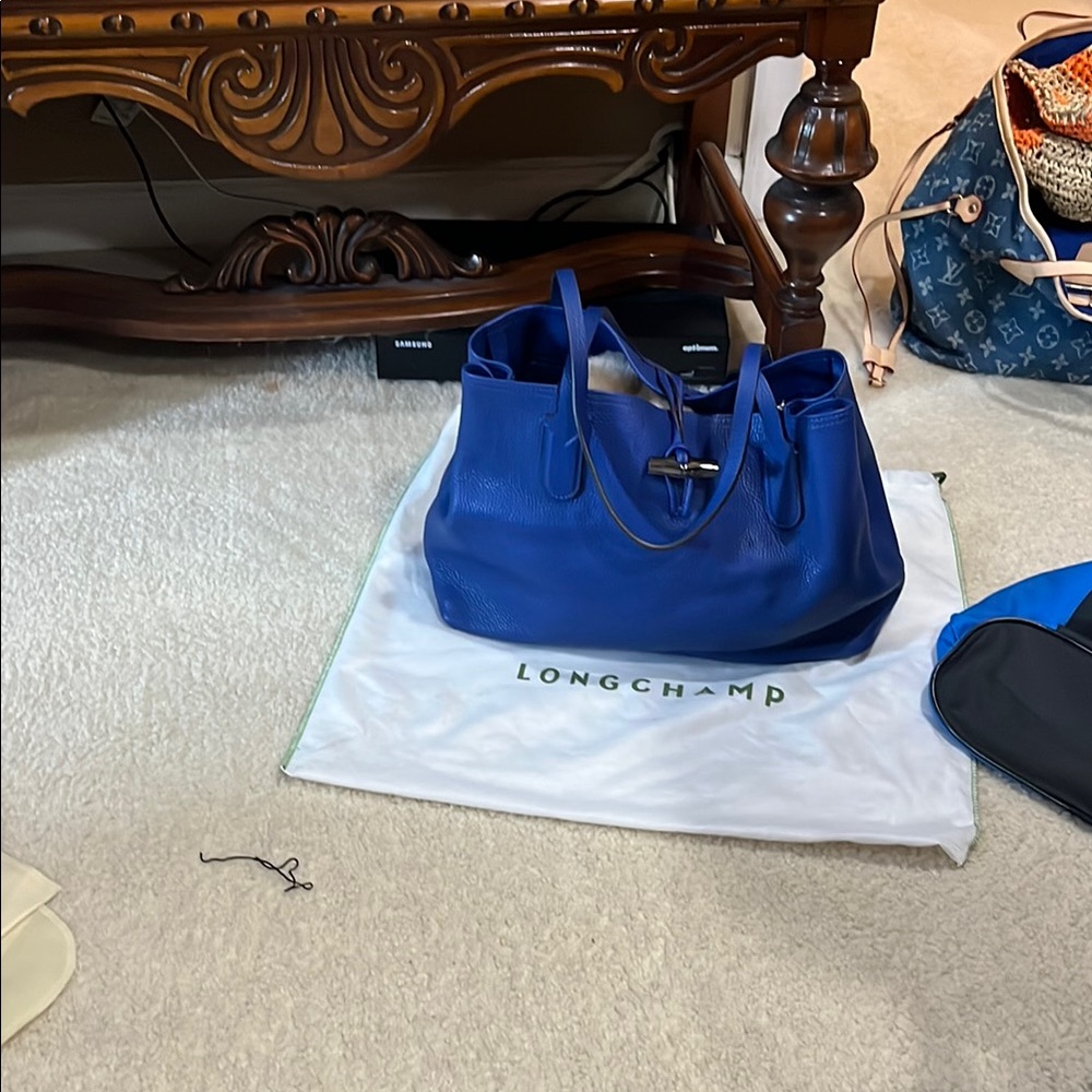 Longchamp Blue Tote Bag with Structured Design